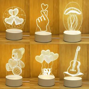로맨틱 러브 3D Led 램프 홈 어린이 어린이 야간 조명 웨딩 장식 생일 파티 발렌타인 데이 침대 옆 램프