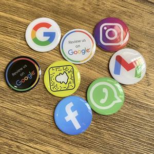30mm 에폭시 NFC 소셜 미디어 전화 스티커 Gmail Instagram Snapchat Facebook 카드 방수 Google 리뷰 스티커