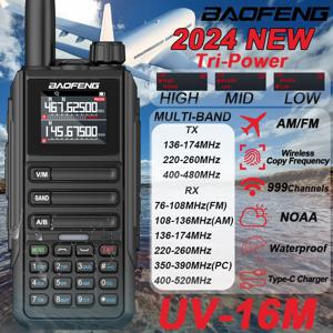 업그레이드 Baofeng UV16M V2 워키 토키 15W 고용량 AM FM 양방향 라디오 풀 밴드 LCD 999CH 주파수 복사 NOAA 소음 감소