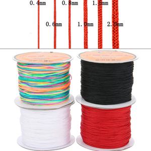45 미터 0.4 0.6 0.8 1 1.5mm 팔찌 용 나일론 코드 스레드 중국어 매듭 Kumihimo Macrame 땋은 스레드 문자열 보석 만들기