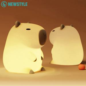 귀여운 만화 Capybara 실리콘 밤 빛 USB 충전식 타이밍 어린이 방 장식에 대 한 수면 밤 램프를 어둡게