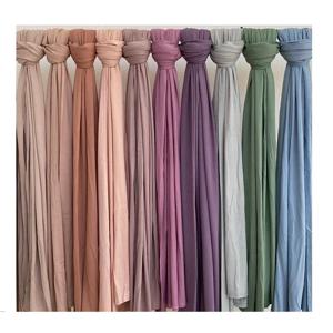 이슬람 여성 스트레치 저지 Hijab 일반 코튼 저지 Hijabs 이슬람 소프트 터번 헤드 랩 Headscarf 170X60cm