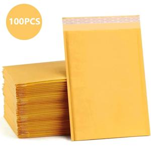 100pcs 크래프트 종이 버블 봉투 패딩 메일러 배송 봉투 셀프 인감 배송 포장 가방 택배 보관 가방