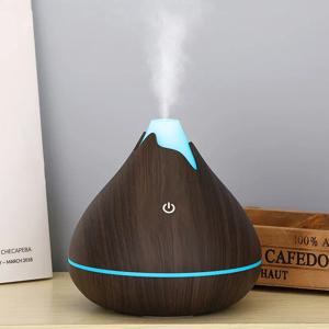 350ML 아로마 테라피 에센셜 오일 디퓨저 우드 그레인 원격 제어 초음파 가습기 7 색 LED 조명으로 시원함