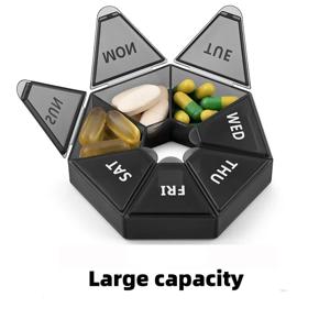 1pc 휴대용 휴대용 일주일 대용량 알약 상자 방진 디스펜서 일주일에 7일 투명 알약 주최자