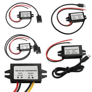 방수 컨버터 DC-DC 스텝 다운 모듈 전원 어댑터 USB-A 암, C타입, 듀얼 USB, 오픈 와이어 커넥터, 12V ~ 5V