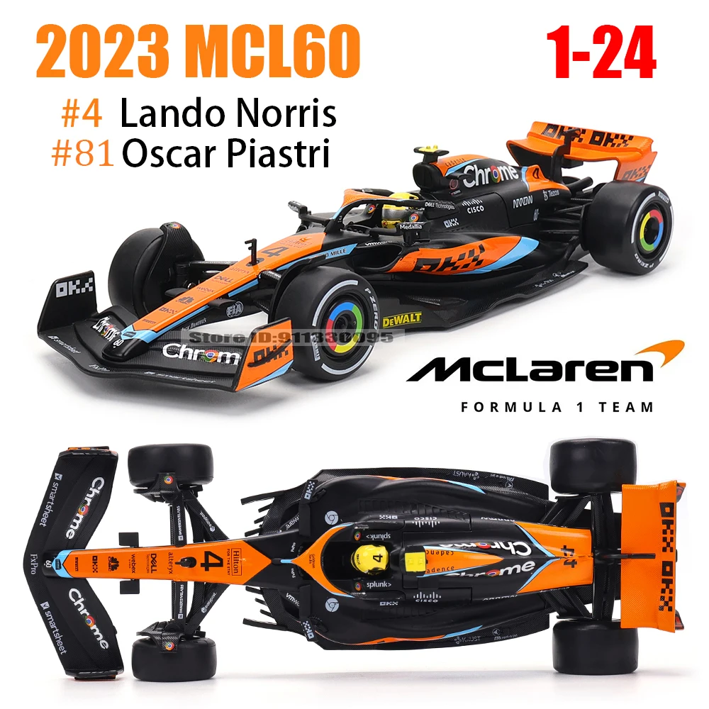 CCA MSZ 1:24 새로운 맥라렌 F1 팀 2023 MCL60 4 #   랜도 노리스 81 #   Oscar Piastri 합금 자동차 모델 장난감 시리즈 컬렉션 선물