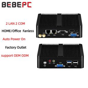팬리스 미니 PC 인텔 셀러론 N2930 J1900 N2840 듀얼 LAN Windows 10 4 코어 산업용 미니 데스크탑 컴퓨터 COM WiFi HTPC