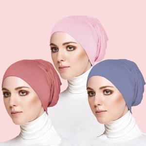 내부 Hijab 모자 이슬람 스트레치 저지 모자 이슬람 Underscarf 보닛 여성 Headscarf Turbante Turban Mujer