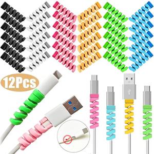 12-1Pcs 케이블 보호기 실리콘 충전 케이블 나선형 와인 더 와이어 전화 USB 충전기 케이블 보호 커버 케이블 와인 더 클립