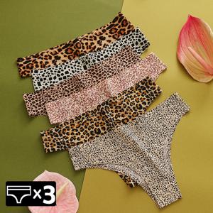 Trow Bridge 3 개/대 여성 팬티 패션 레오파드 비키니 섹시한 가죽 끈 원활한 속옷 새틴 란제리 스포츠 피트니스 G-Strin