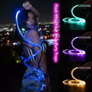 360 °   LED 광섬유 WhipSwivel 슈퍼 밝은 광학 핸드 로프 라이트 업 픽셀 채찍 흐름 장난감 댄스 파티 쇼 파티