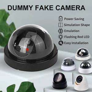 LED 빨간불이 있는 1PC 더미 가짜 카메라, 배터리 작동, 배선 필요 없음, 실내 실외 가짜 돔 보안 카메라