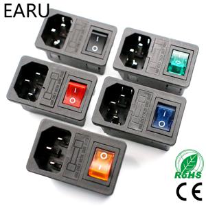 10A 퓨즈 포함! 빨간색 로커 스위치 퓨즈 IEC320 C14 입구 전원 소켓 퓨즈 스위치 커넥터 플러그 커넥터 빨간색 녹색 파란색 검정색