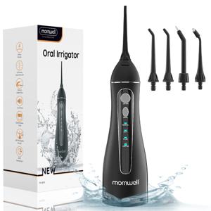 Mornwell F18 치과 워터 제트 휴대용 구강 Irrigator 물 Flosser USB 충전식 4 노즐 200ml 물 탱크 방수