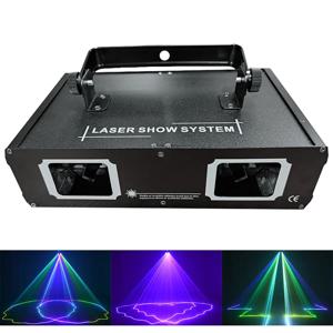디스코 듀얼 렌즈 RGB 빔 라인 스캐너 프로젝터 레이저 램프, Dmx512, 디스코 DJ 파티 웨딩 바 무대 조명에 적합