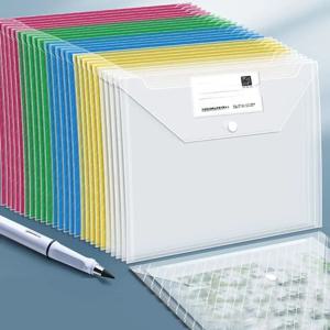 10 Pcs 파일 가방 투명 플라스틱 A4 문서 보관 가방 학생 주최자 정보 포켓 폴더 편지지