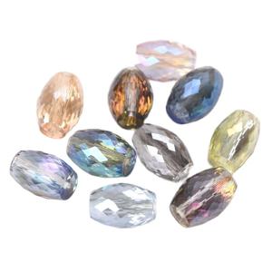10pcs 10x6mm 12x8mm 타원형 실린더면 처리 된 컷 크리스탈 유리 느슨한 공예 비즈 보석 만들기 DIY