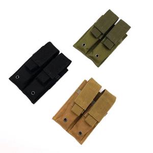 이중 권총 주머니 Molle 전술 탄창 주머니 벨트, 듀얼 매그 백 손전등 거치대 홀스터, 사냥 포켓 액세서리, 9mm