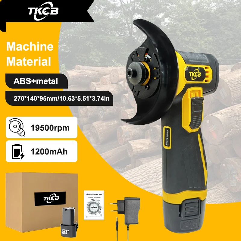 TKCB-미니 브러시드 무선 앵글 그라인더, 2개 배터리, 12v, 19500rpm, (타일, 목재, 석재) 절단 및 연마