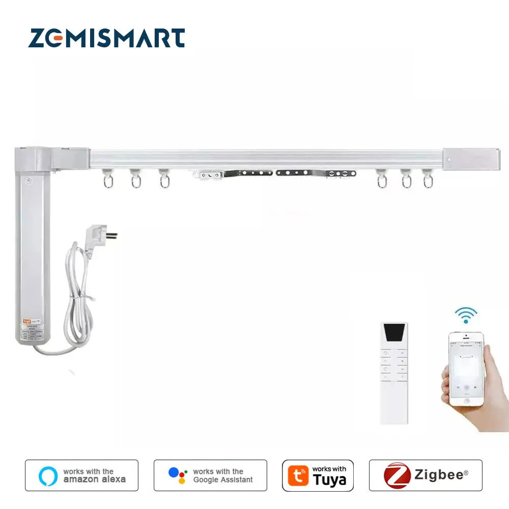 Zemismart 지그비 3.0 스마트 커튼 트랙, 투야 지그비 허브 스마트싱스 알렉사 구글 홈 어시스턴트 전기 커튼과 연동