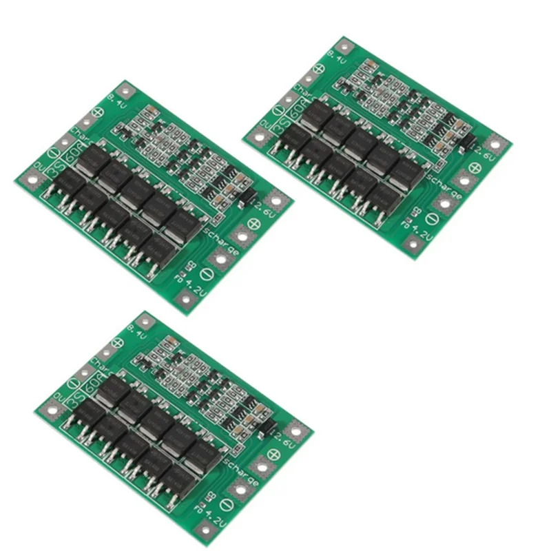 3pcs 3S 11.1V 12V 12.6V 60A 18650 충전기 PCB BMS 보호 보드, 리튬 이온 리튬 배터리 충전기 Lipo 셀 모듈 강화