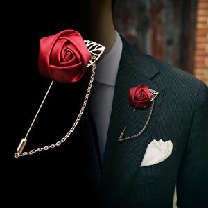 부르고뉴 Boutonnieres 웨딩 액세서리 신랑 코사지 옷깃 핀 리본 장미 꽃 여성 단추 구멍 브로치 Mariage Prom Decor