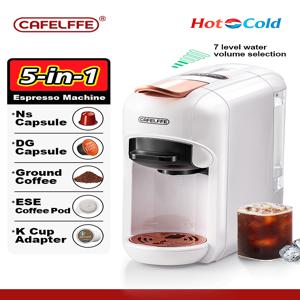 Cafelffe 5in1 멀티 캡슐 커피 머신 DG 카푸치노, Nes 캡슐, ESE 포드, 분쇄 커피 호환, 사랑하는 사람, 아빠, 엄마를 위한 선물. 핫/콜드 추출 커피, 19바 고압 추출, 7단계 물량 선택.