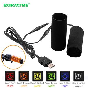 Extractme 오토바이 가열 핸드 그립 5V USB 6 기어 워머 전기 가열 그립 커버 방진 방지 미끄럼 방지 빠른 가열 키트