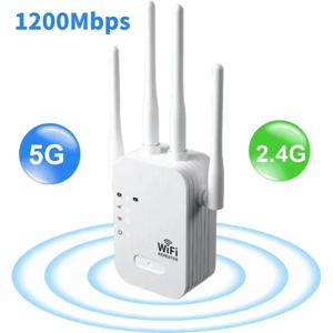 새로운 1200Mbps WiFi 리피터 무선 익스텐더 WiFi 부스터 5G 2.4G 듀얼 밴드 네트워크 증폭기 장거리 신호 WiFi 라우터 홈