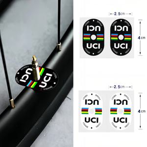 2PCS UCI 인증 자전거 밸브 림 스티커 방수 선 스크린 자전거 타이어 밸브 스티커 사이클링 데칼 MTB 자전거 장식