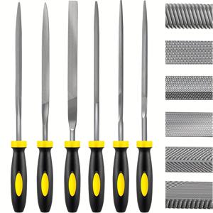 미니 금속 강판 바늘 파일 세트 5 개 140/160/180mm, 강철 강철 강판 바늘 파일링 목공 손 파일 도구용 나무 조각 도구