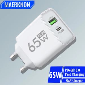 GAN 65W PD USB 충전기 유형 C 충전기 iPhone 15 용 고속 충전 전원 어댑터 Xiaomi Huawei Samsung 휴대 전화 빠른 충전기