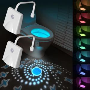 화장실 야간 조명, 모션 센서가 포함된 USB 충전식 LED 그릇 프로젝션 조명, 멋지고 재미있는 욕실 액세서리 - Unique & F