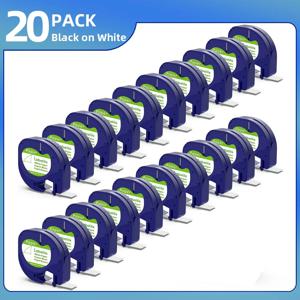 5-20pcs 호환 Dymo LetraTag 라벨 테이프 91200 91330 백서 12mm x 4m LT-100H LT-100T 200B QX50 라벨 메이커 프린터