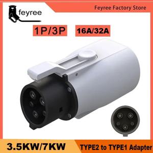 Feyree 유형 2-유형 1 어댑터 IEC 62196-2-J1772 전기 자동차 충전용 EV 충전기 어댑터 16A 32A 단상