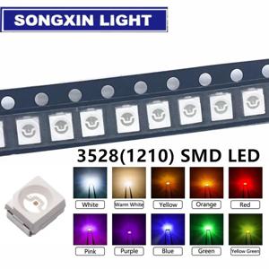 100Pcs 3528 SMD LED 다이오드 칩 따뜻한 흰색 빨간색 녹색 파란색 노란색 오렌지 UV 보라색 핑크 RGB PLCC2 PLCC-4 램프 빛 구슬 방출
