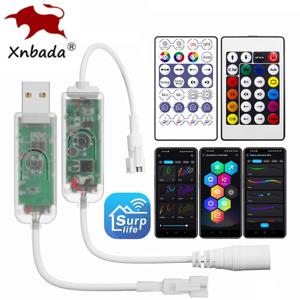 USB5V/DC12-24V WS2812B WS2811 WIFI SPI 음악 LED 컨트롤러 24/28 키 원격 SurpLife App 최대 제어 2048 픽셀 스마트 Led 스트립