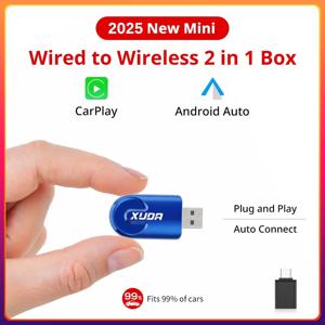 2 In1 무선 Carplay 및 안드로이드 자동 AI 박스 유선 무선 Carpay 미니 어댑터 블루투스 유선 Carplay 박스가있는 자동차 라디오 용
