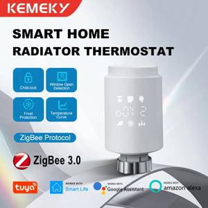 Tuya ZigBee 온도 조절 라디에이터 밸브 스마트 TRV 온도 조절기 라디에이터 프로그래밍 가능한 온도 컨트롤러 작동 Alexa Hey Google