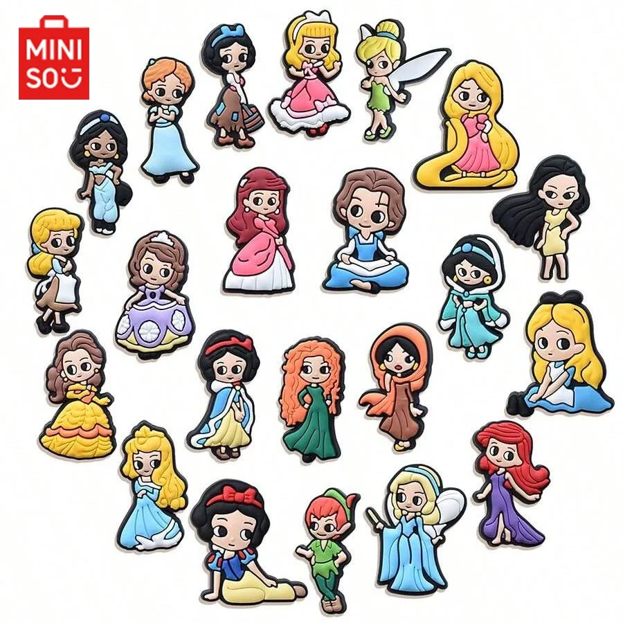 MINISO 22pcs 공주 Rapunzel 구두 매력 나막신 가방 버블 슬라이드 샌들, PVC 구두 장식 비치 가방 액세서리 세트