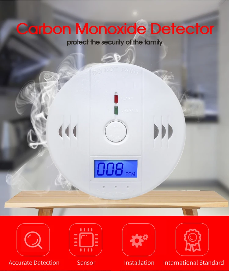 독립적인 CO 경보 감지기 일산화탄소 경보 발견자 85dB 가정 호텔을 위한 고감도 경고 LCD 광전자 표시