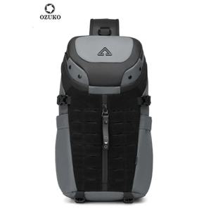 Ozuko 남성용 체스트 백, 크로스 백, 방수 USB 남자 크로스 바디 백, 도난 방지 짧은 여행 메신저 슬링 패션 디자이너