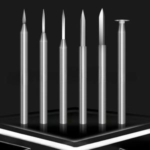 6pc 텅스텐 강철 조각 조각 칼 세트 칼 모양의 2.35/3.0mm 생크 올리브 앰버 엔드 밀 라우터 비트 목재 밀링 커터