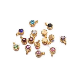 10Pcs 6mm 스테인레스 스틸 탄생석 매력 펜 던 트 목걸이 팔찌 쥬얼리 만들기에 대 한 라인 석 크리스탈 비즈 펜 던 트