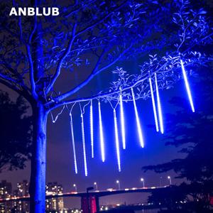 ANBLUB 30cm 50cm 8 튜브 방수 유성우 샤워 비 LED 문자열 조명 홈 트리 EU/US 플러그에 대 한 야외 크리스마스 장식