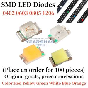 0402 0603 0805 1206 1210 3528 5050 5730, smd led, 적색, 황색, 녹색, 백색, 청색, 투명 LED 조명 다이오드, 100 개