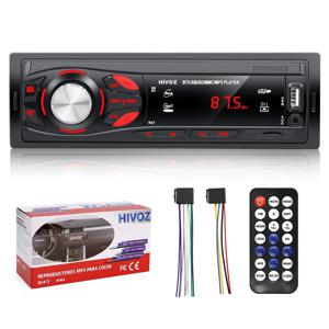 자동차 라디오 오디오 블루투스 스테레오 핸즈프리 통화 MP3 플레이어 FM 리시버, AUX USB TF 카드 대시 키트, 1 딘