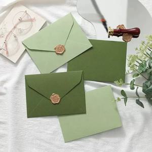 5pcs 신선한 녹색 봉투 고급 두꺼운 봉투 Kawaii 선물 포장 결혼식 파티 초대장 카드 커버 귀여운 편지지
