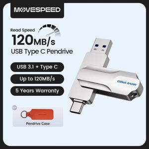 MOVESPEED 2 in 1 USB 유형 C 플래시 드라이브 지원 OTG 64GB 128GB 256GB 512GB USB 3.0 Macbook Phones 노트북 PC 용 120 메가바이트/초 Pendrive